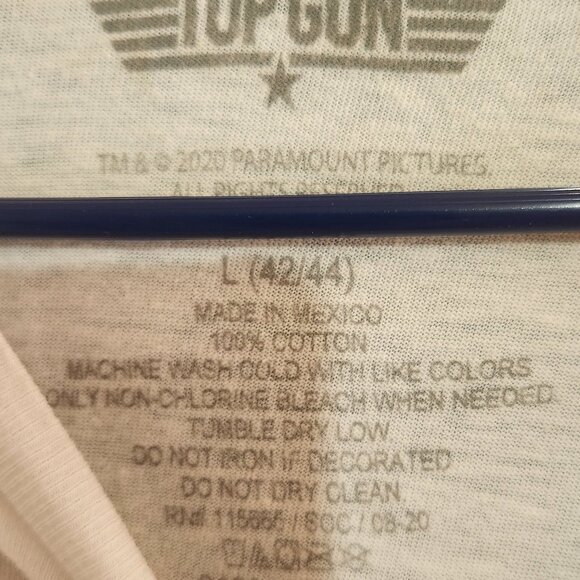White Top Gun T-Shirt, Size L - Picture 2 of 2